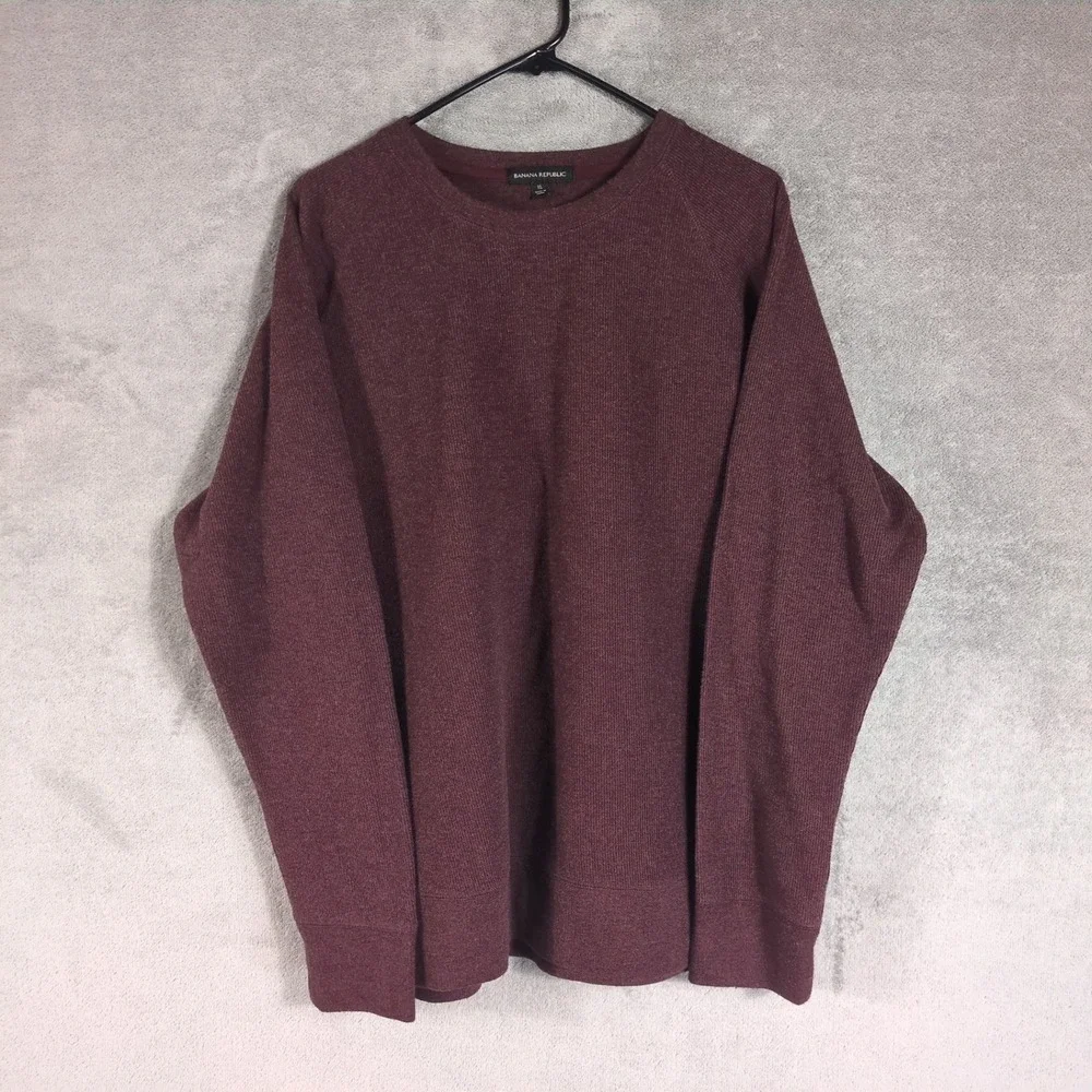 Banana Republic Mens XL Burgundy Heather Raglan‎ Crewneck Sweater